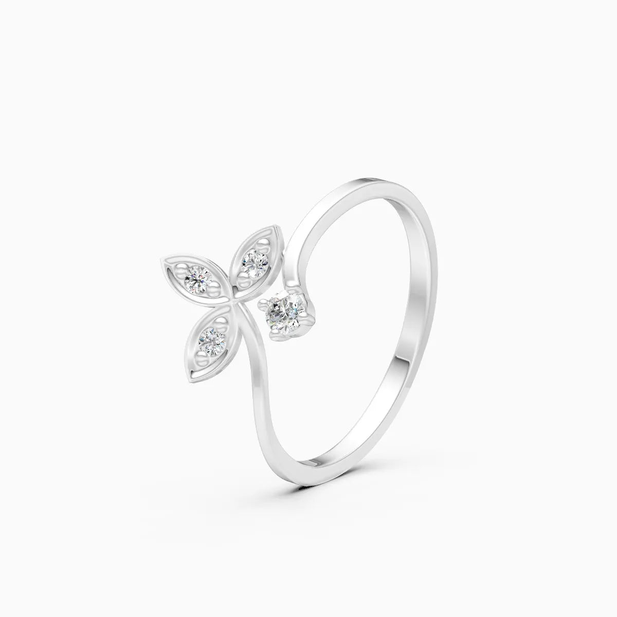 Floral Leaf Open Diamond Ring