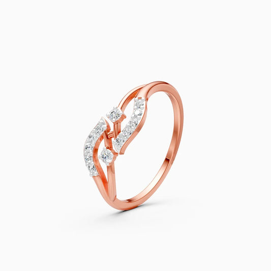 Round Diamond Wave Bypass Ring