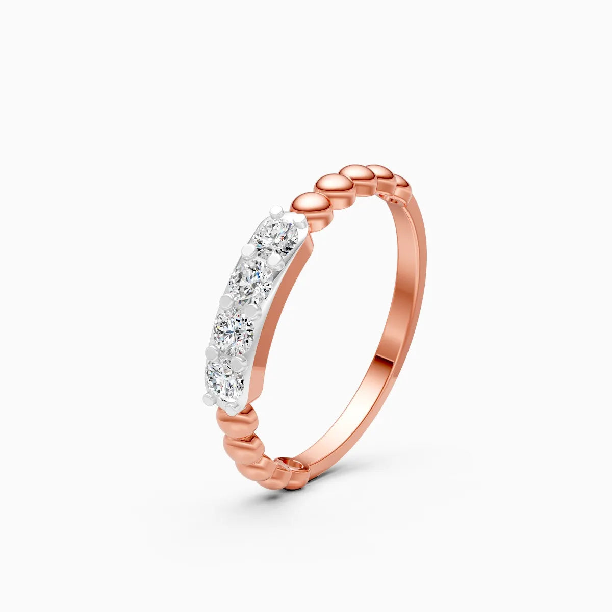 Beaded Bar Diamond Ring
