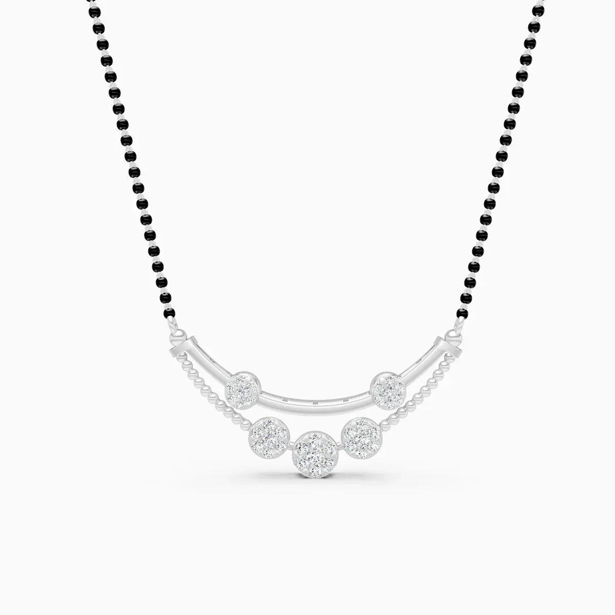 Elegant Lab Grown Diamond Mangalsutra with Black Beads