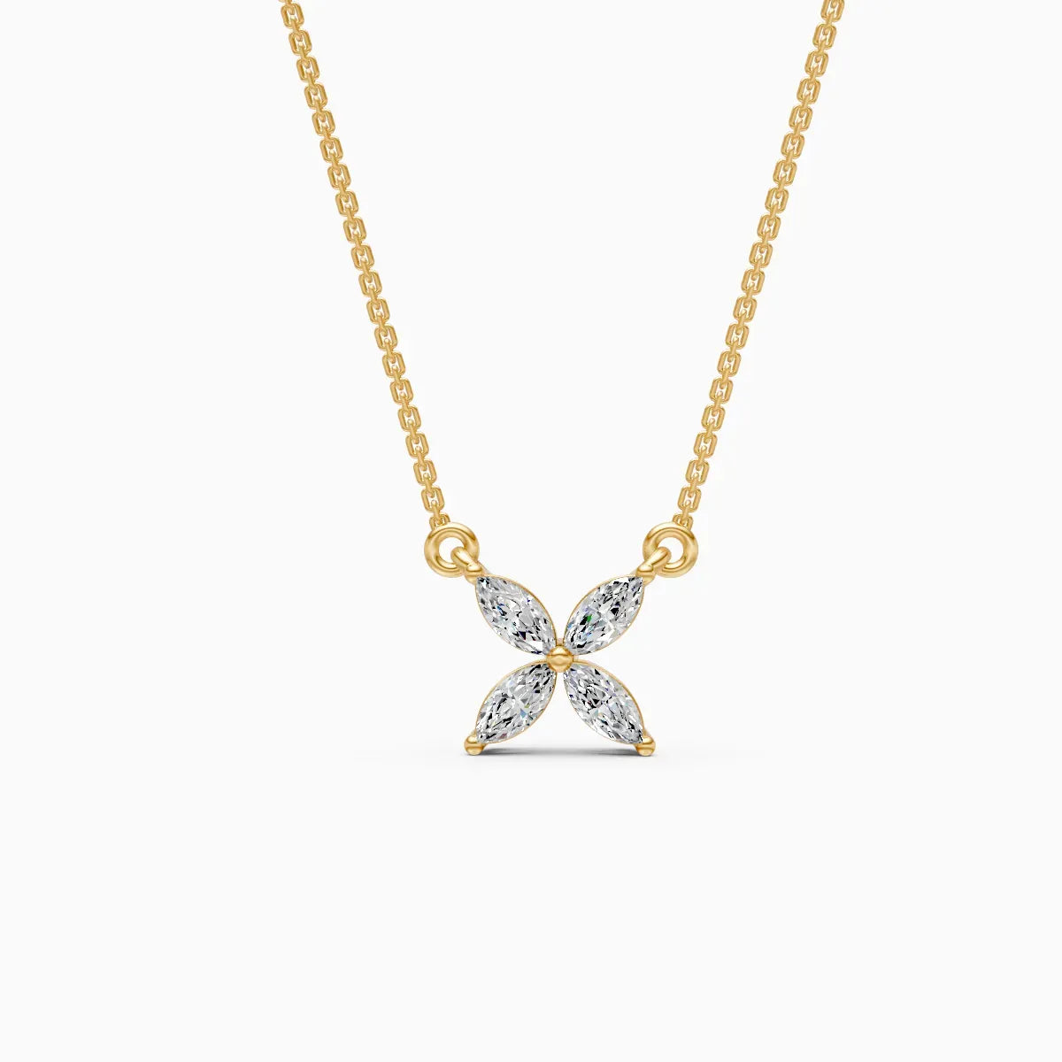 Dazzle Marquise Diamond Floral Charm Necklace