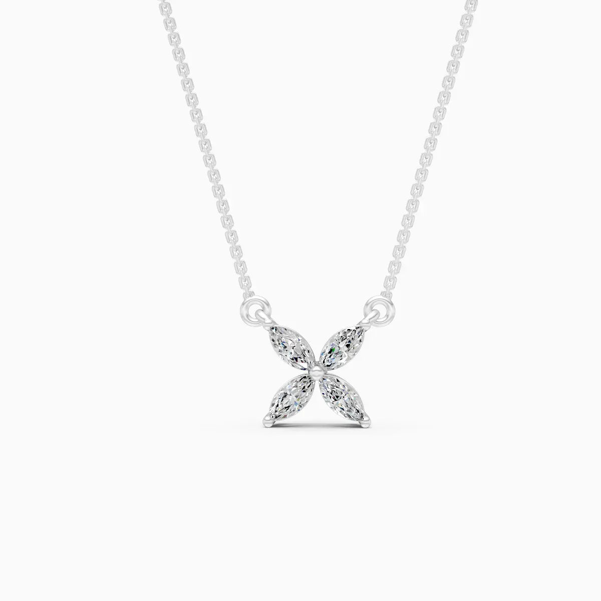 Dazzle Marquise Diamond Floral Charm Necklace