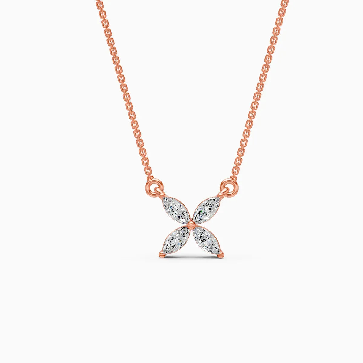 Dazzle Marquise Diamond Floral Charm Necklace