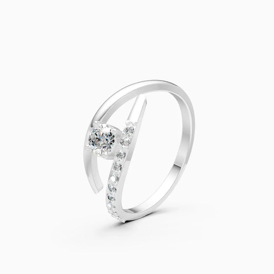 Round Solitaire Curve Ring