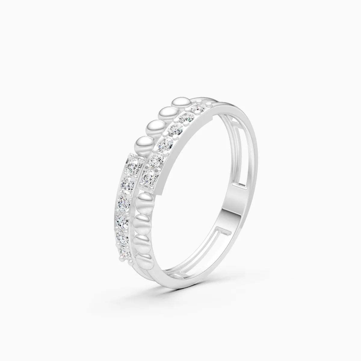 Beaded Curve Diamond Ring