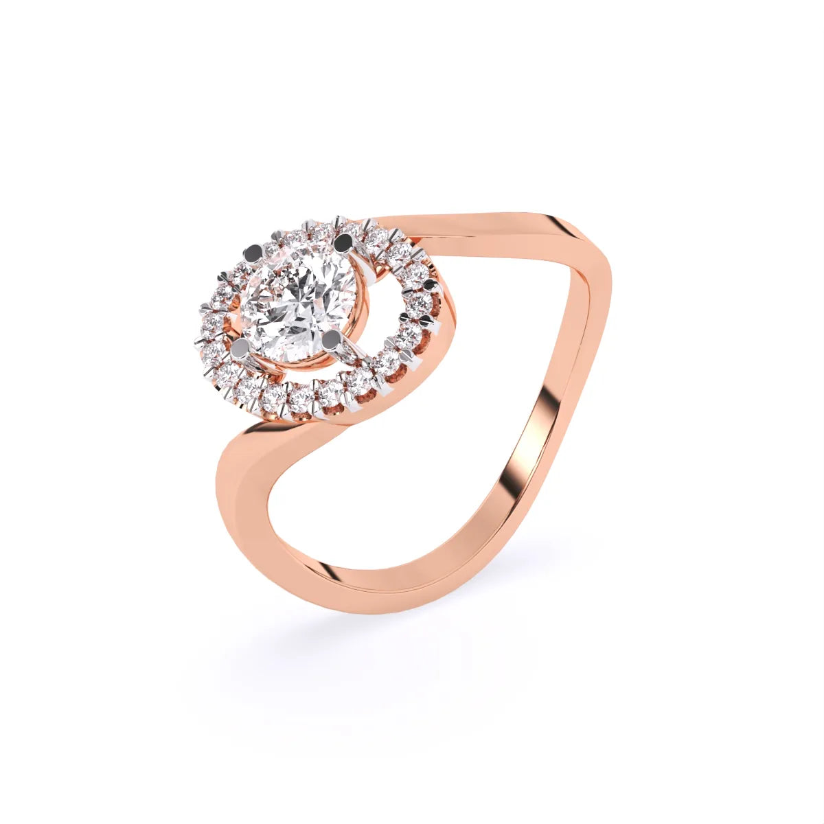 Round Halo Solitaire Diamond Ring