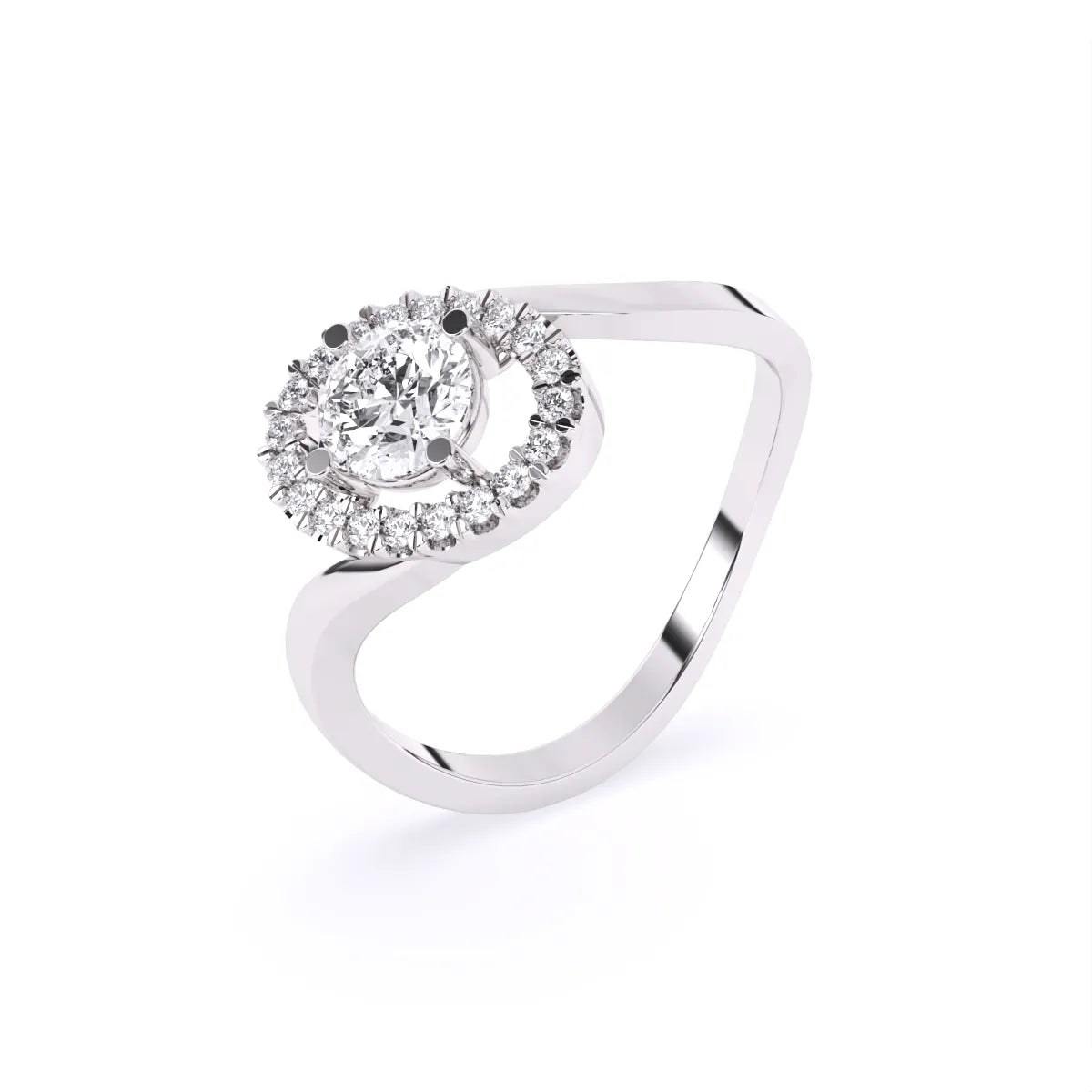 Round Halo Solitaire Diamond Ring