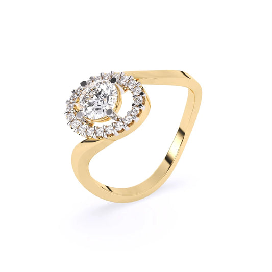 Round Halo Solitaire Diamond Ring