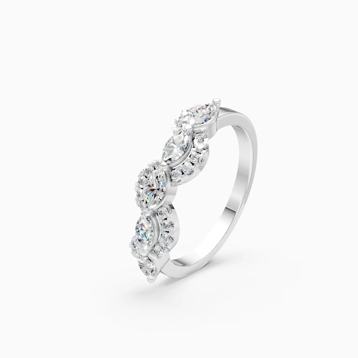 Glitzy Leaf Marquise Shape Diamond Ring