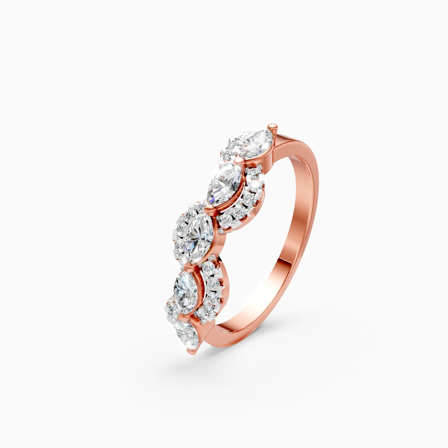 Glitzy Leaf Marquise Shape Diamond Ring
