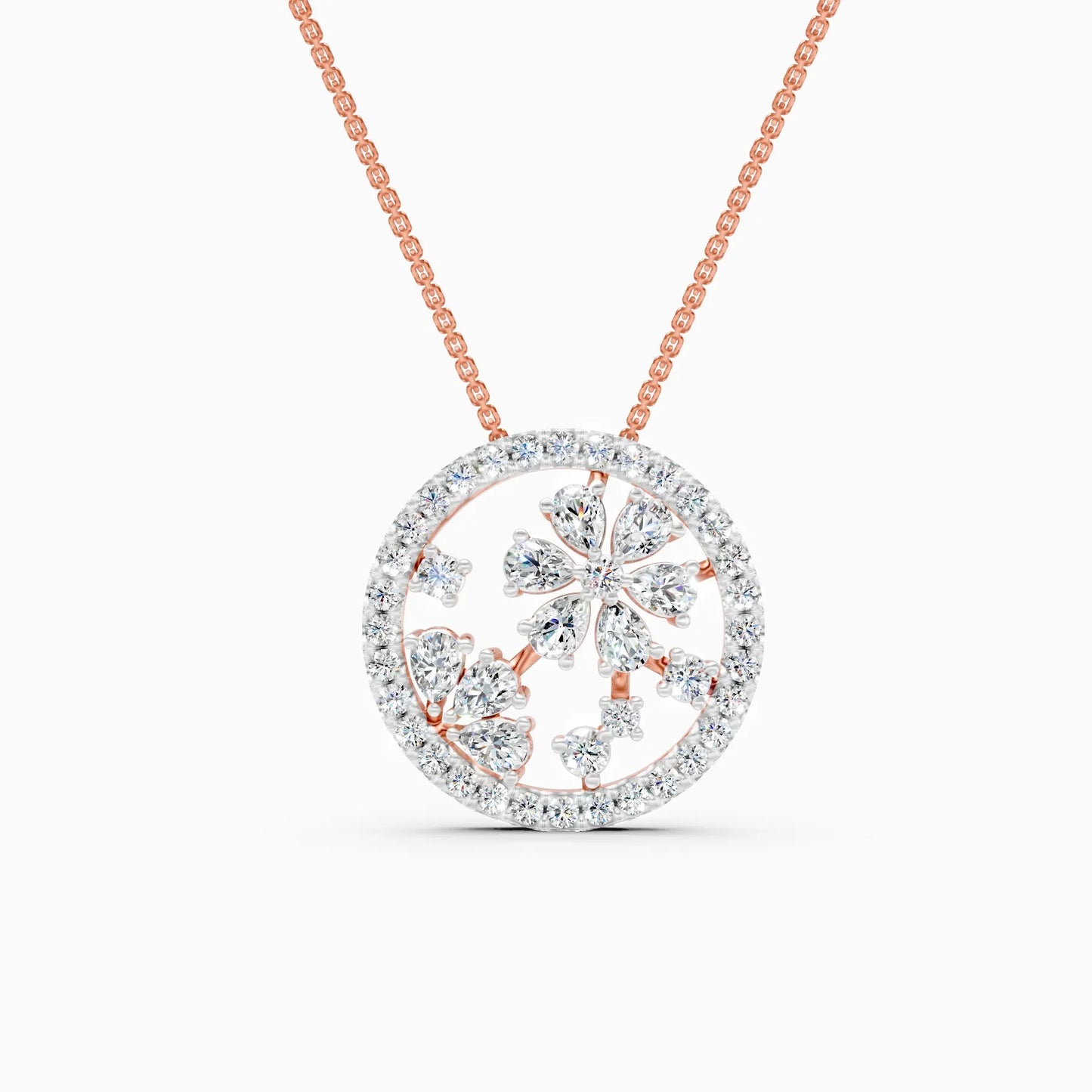 Lab Grown Diamond Floral Pendant Necklace