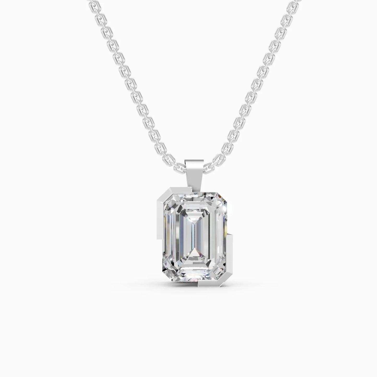 Timeless Emerald Cut Solitaire Diamond Necklace