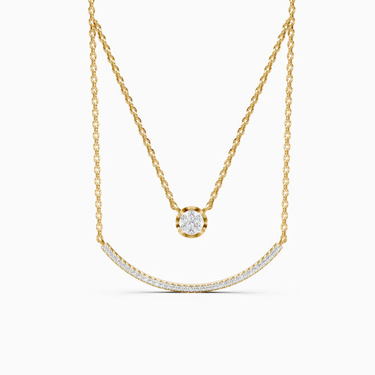 Modern Two Layer Lab Grown Diamond Necklace