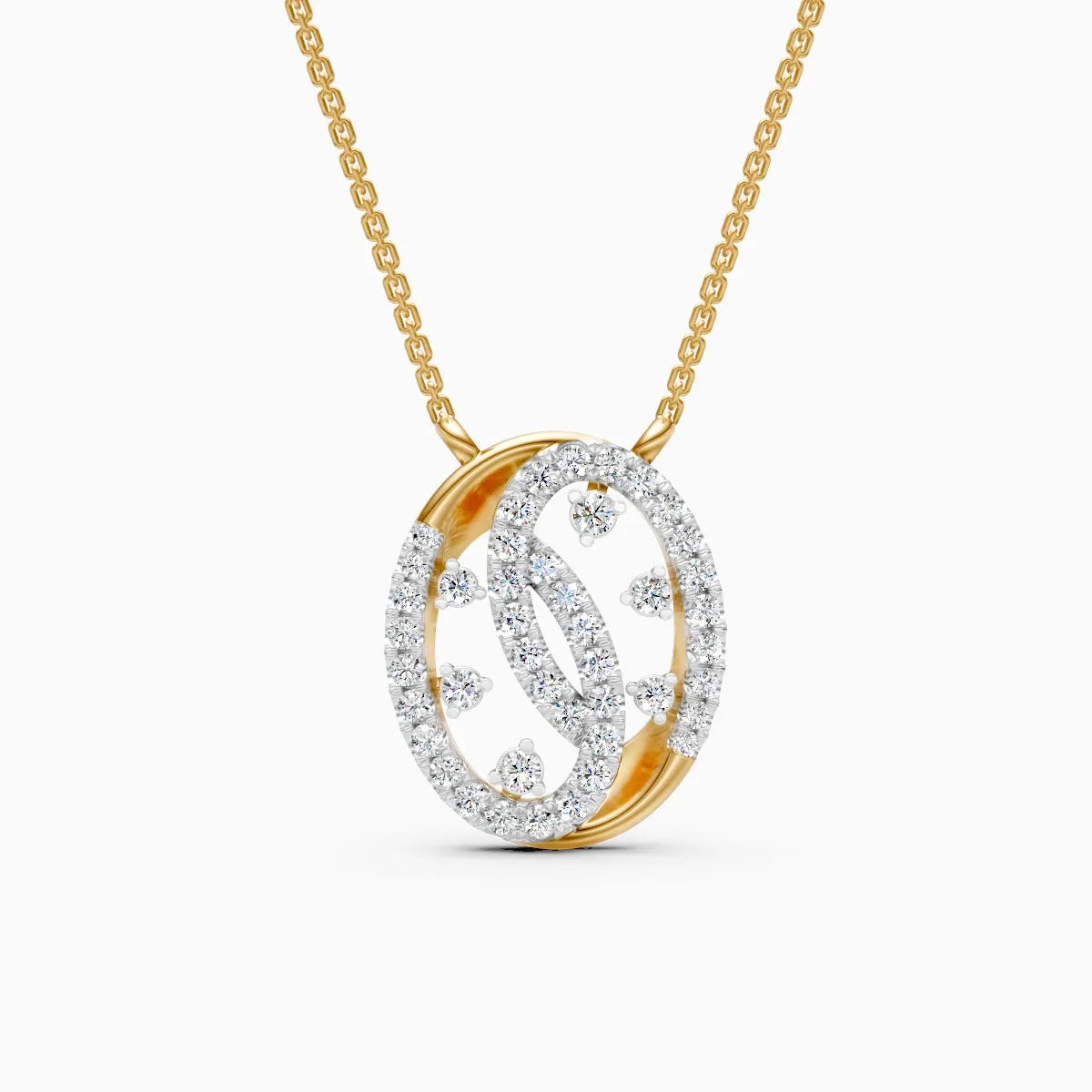 Modern Circle Pendant with Lab Grown Diamonds