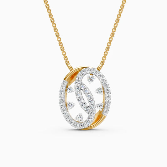 Modern Circle Pendant with Lab Grown Diamonds