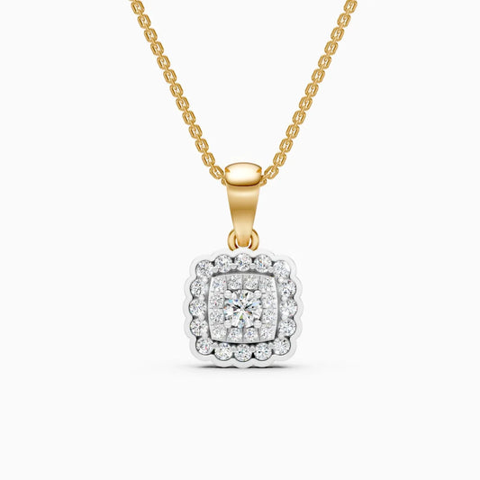 Square Shaped Double Halo Diamond Pendant