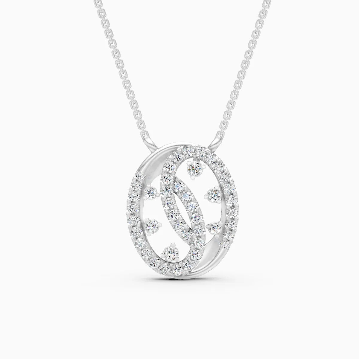 Modern Circle Pendant with Lab Grown Diamonds