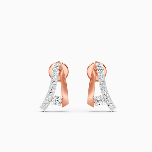 Curved Diamond Stud Earrings