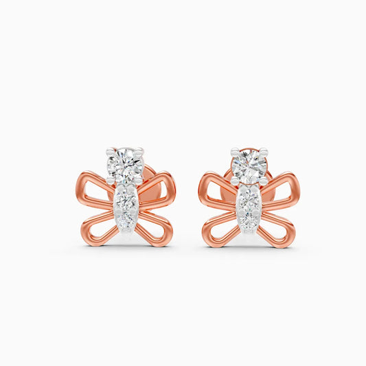 Round Butterfly Stud Earrings