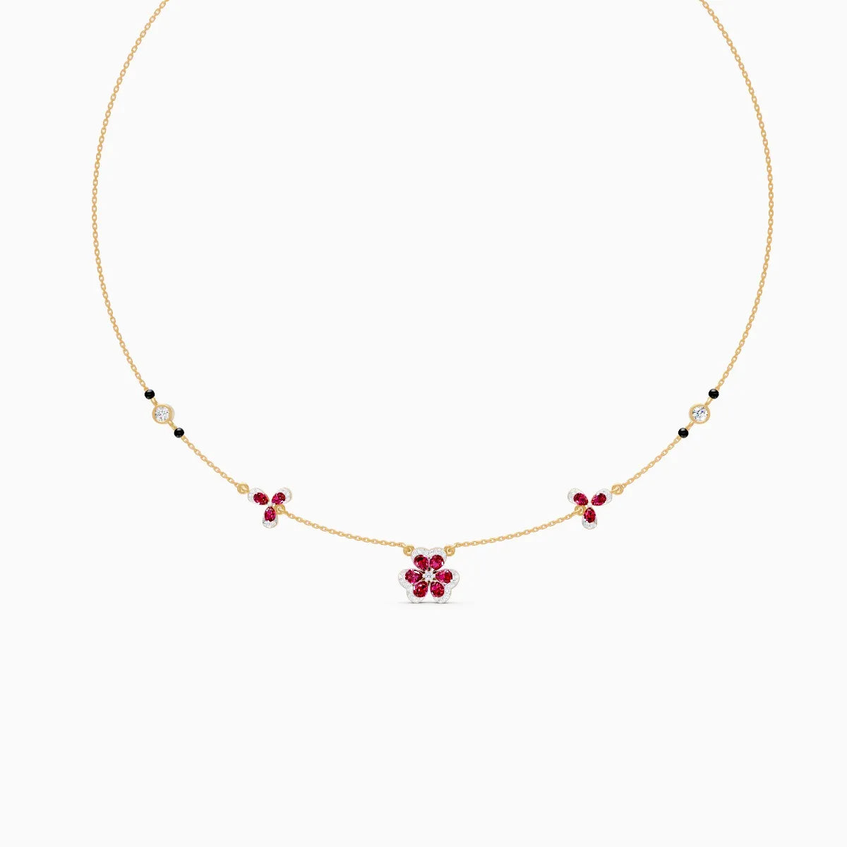 Pink Emerald & Lab Diamond Gold Necklace