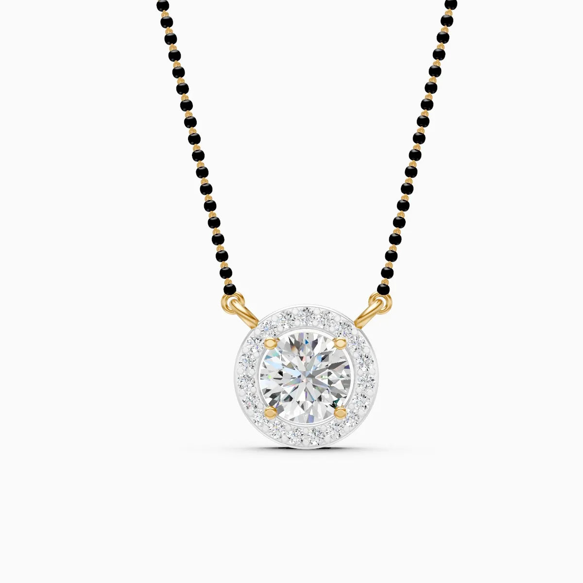 Twilight Halo in Dual Tone Round Diamond Mangalsutra