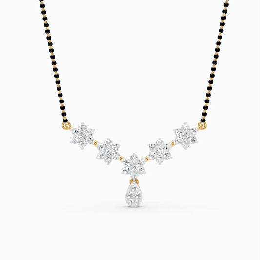 Dangling Flower Style Lab Diamond Mangalsutra
