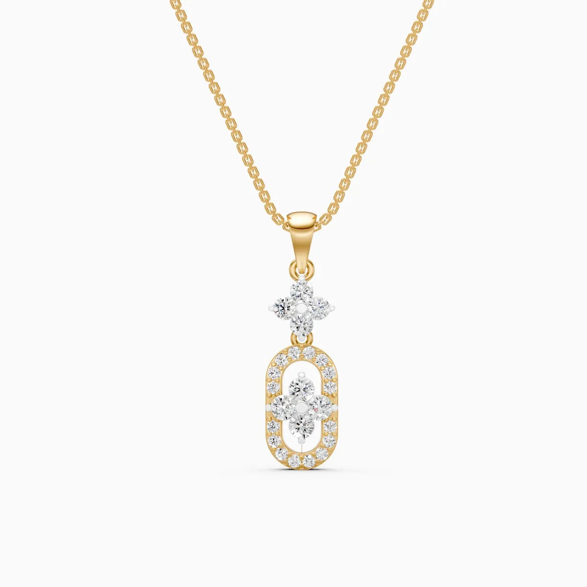 Round Cut Cluster Pill Flower Drop Pendant