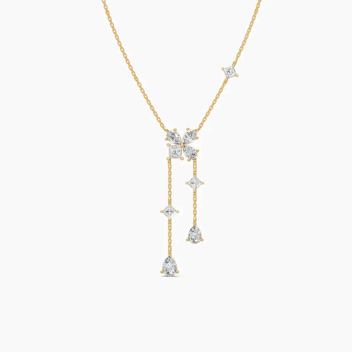 Layered Pear Drops with Princess-Cut Centerpiece Necklace