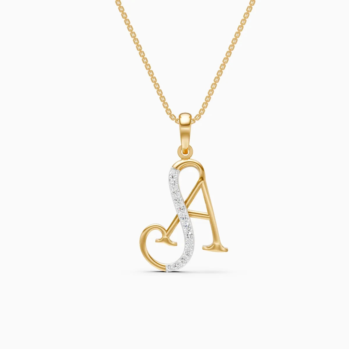 Diamond-Streaked A Alphabet Drop Pendant