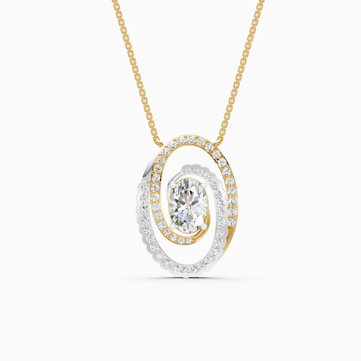 Oval Swirl Halo Pendant