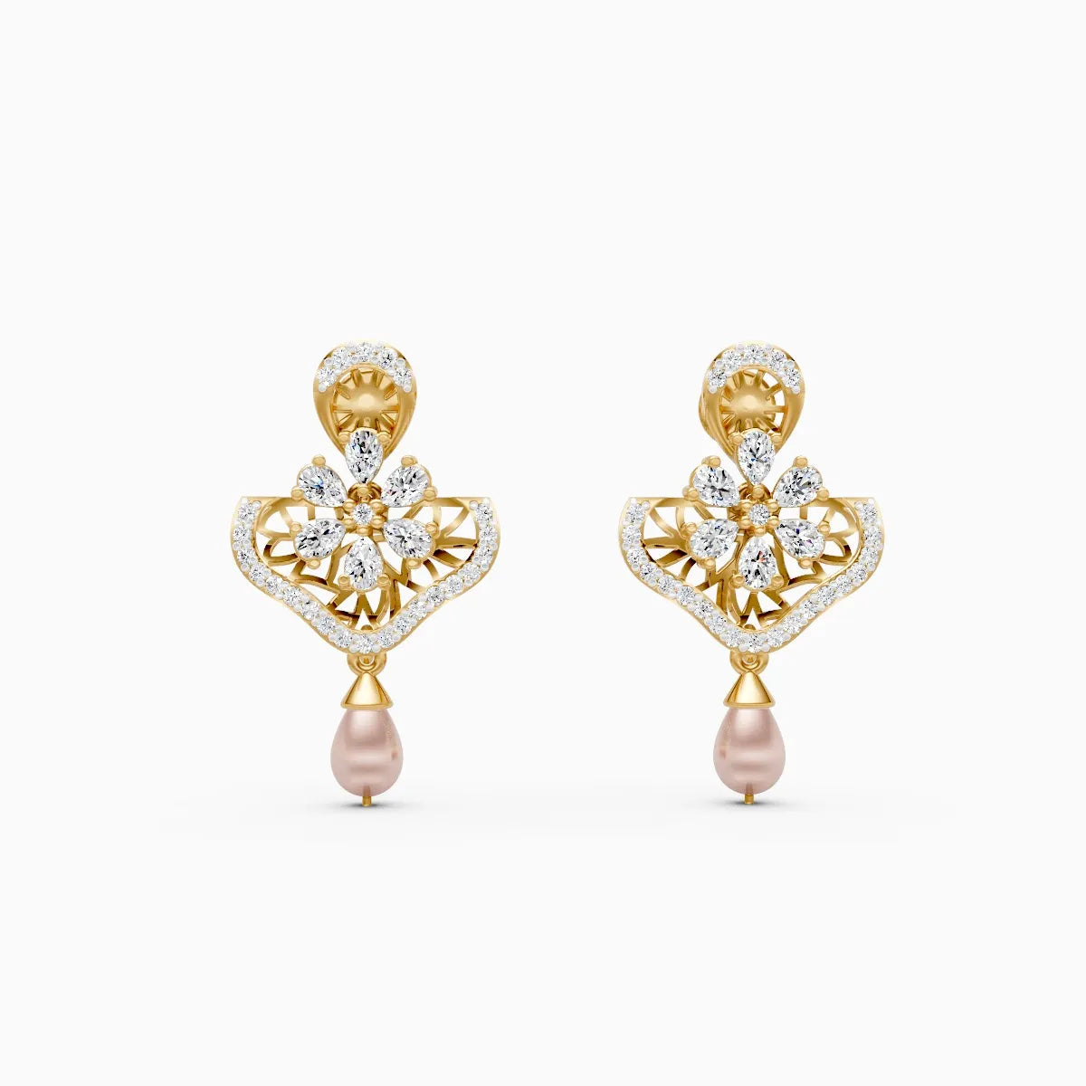 Celeste Crown Diamond Earrings with Floral Design