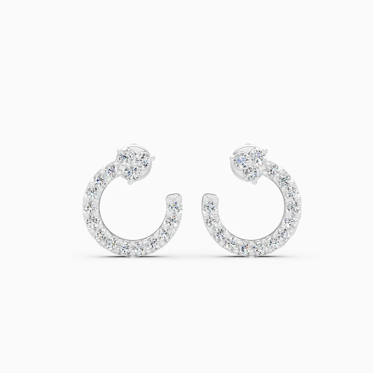 Diamond Crescent Stud Earrings with Sparkle