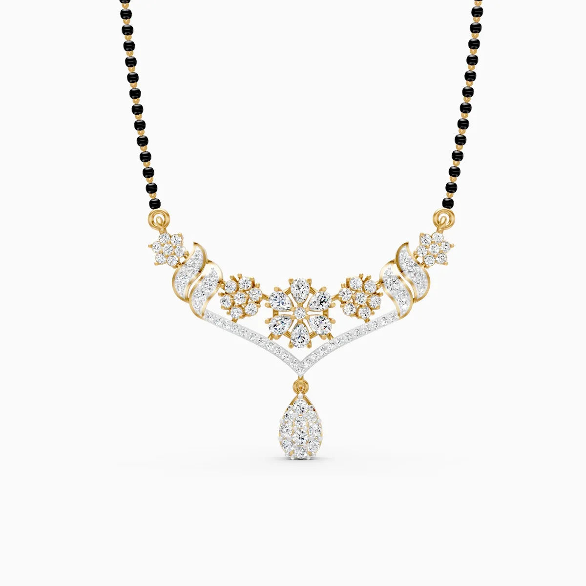 Blossom Bridal Tear-Drop Diamond Mangalsutra