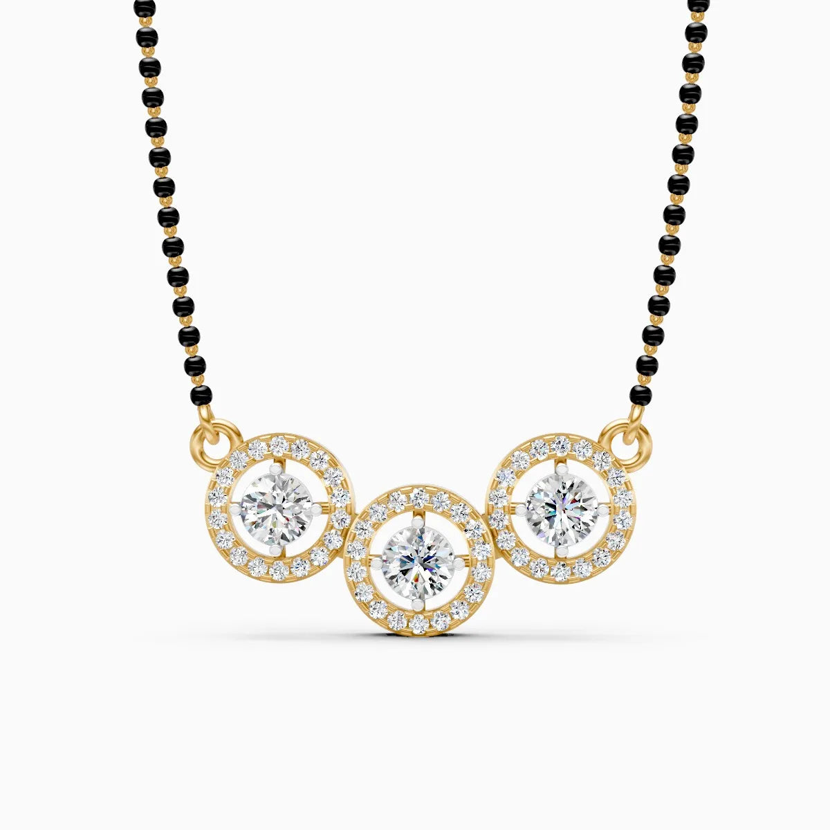 Stylish Circle Triple Halo Diamond Mangalsutra