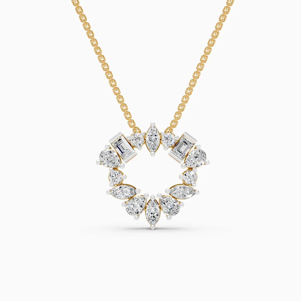 Geometric fusion Round Diamond Necklace