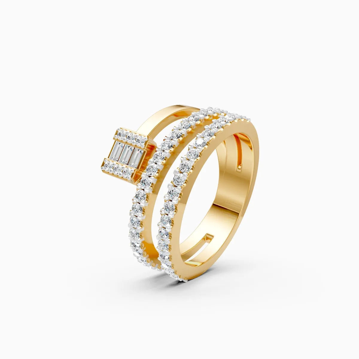 Minimal Line Baguette Center Diamond Ring