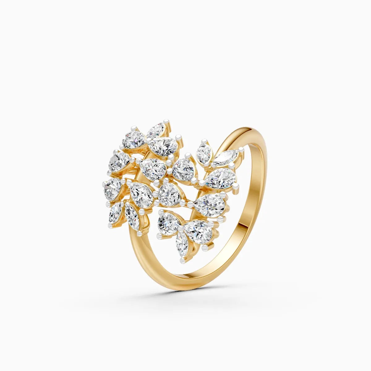 Leaf Style Diamond Cluster Ring