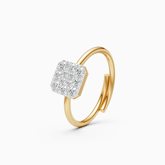 Sleek Rhodium Square Diamond Ring