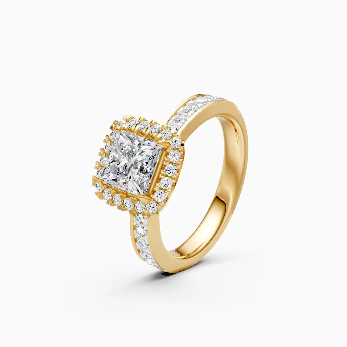 Classic Halo Square Diamond Engagement Ring