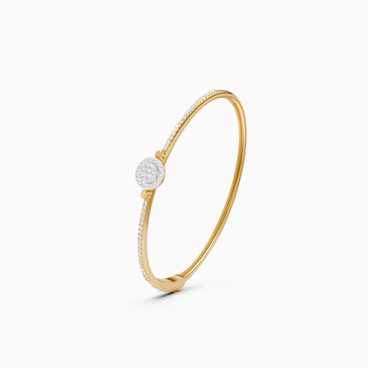 Sleek Diamond Band Bracelet Featuring Central Solitaire