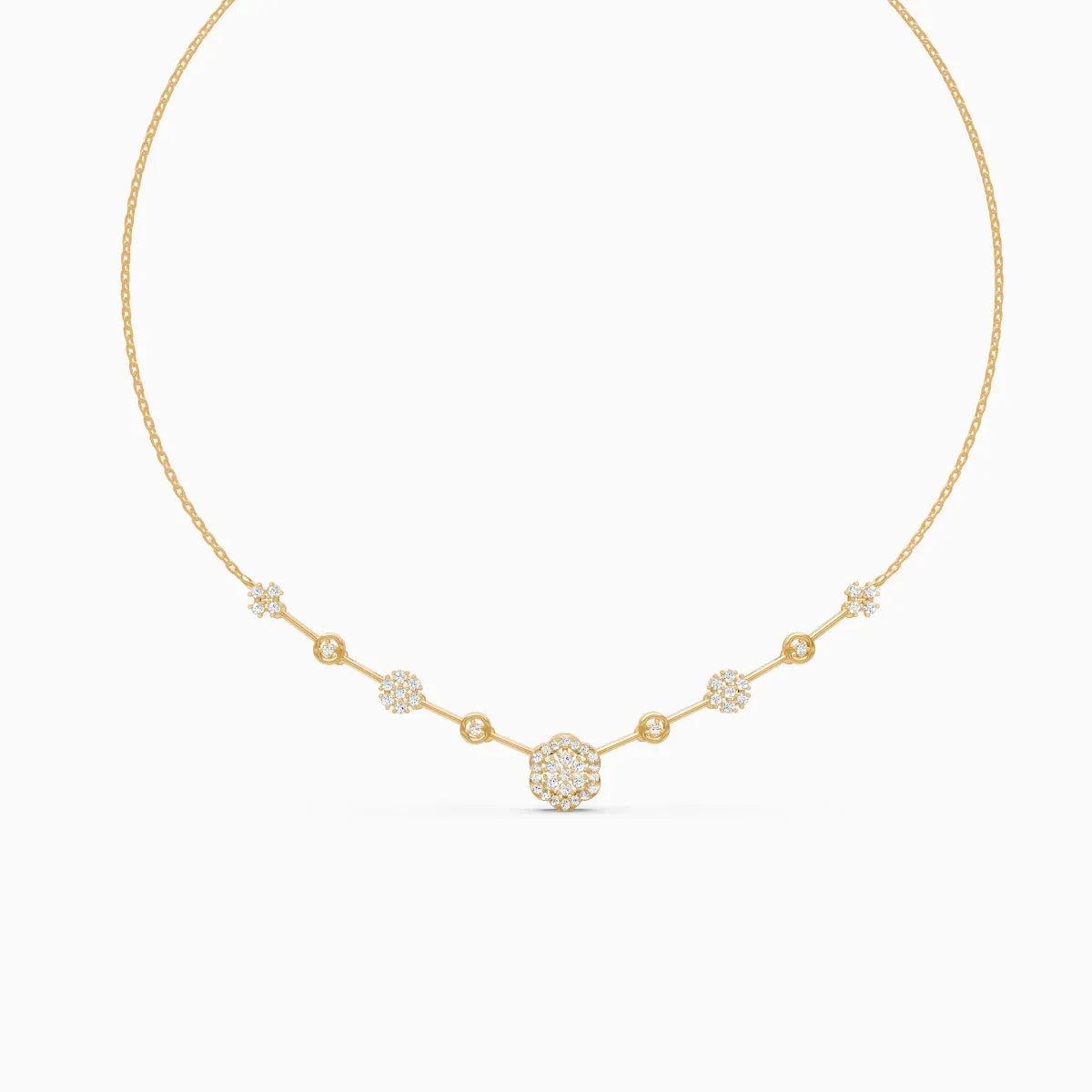 Elongated Round Glow Diamond Necklace