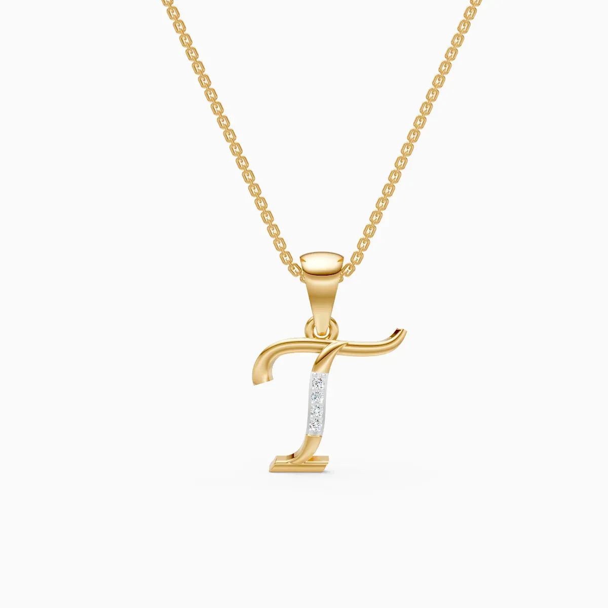 Letter Lab Grown Diamond Gold Pendant