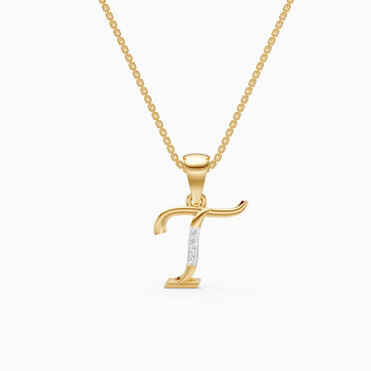 Letter Lab Grown Diamond Gold Pendant