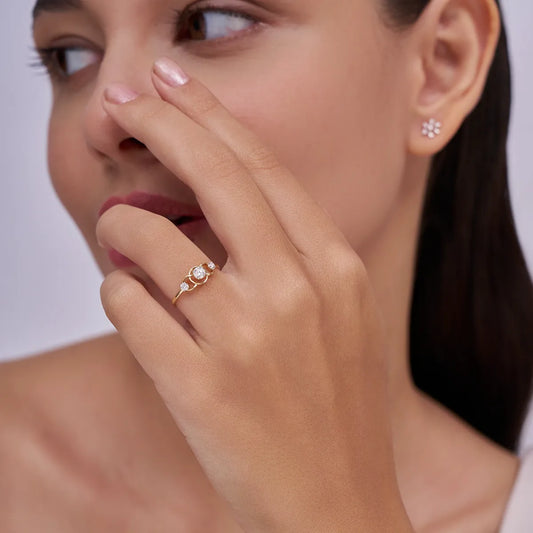 Triple Diamond Link Diamond Ring
