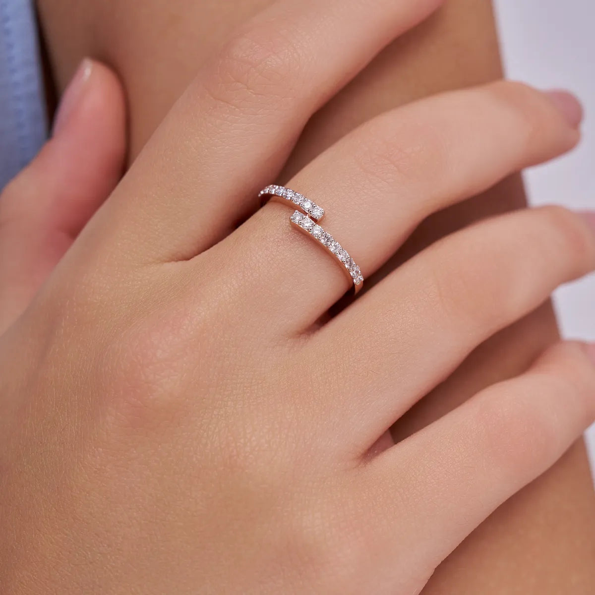 Double Row Diamond Band Ring in Rose Gold