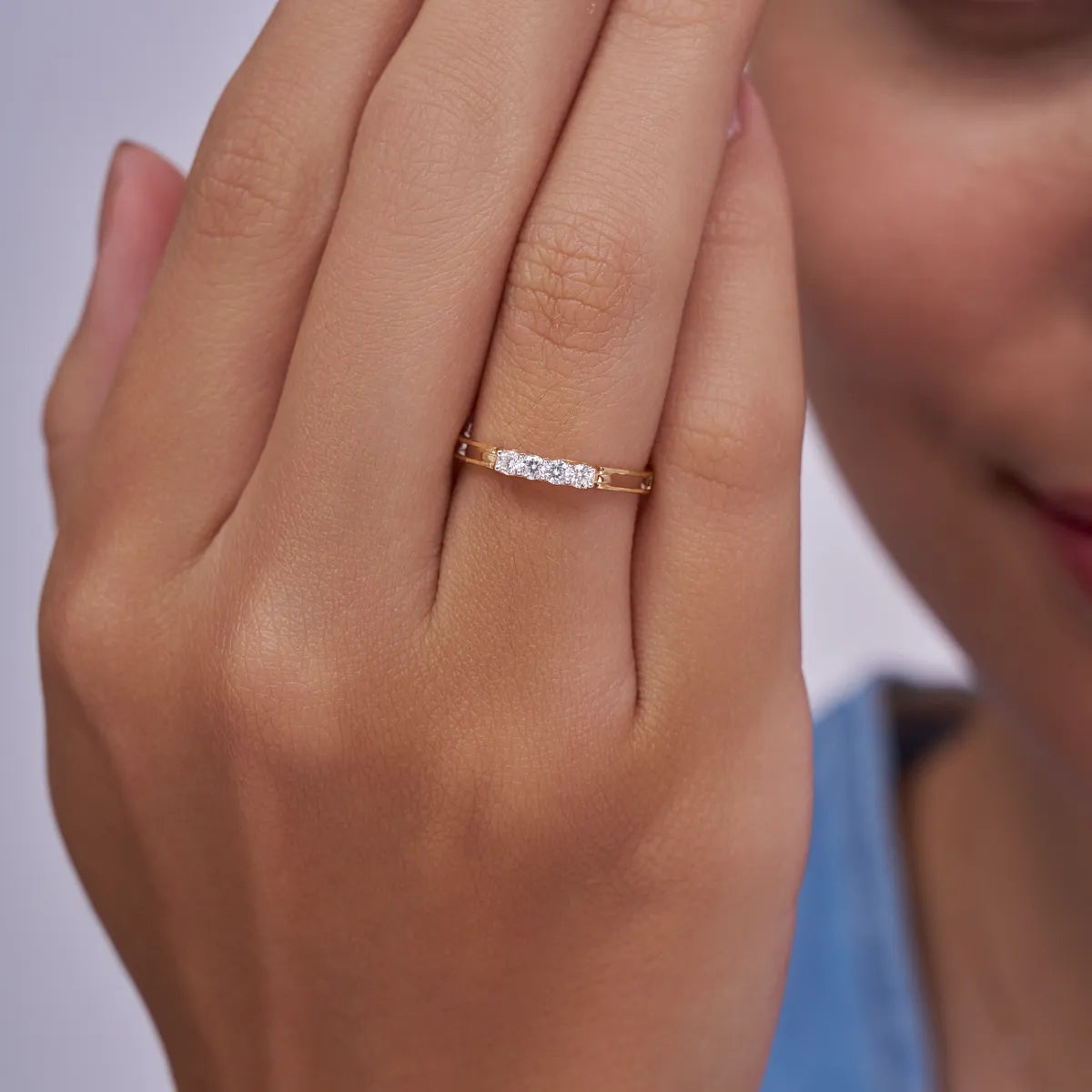 Geometric Split Shank Diamond Ring