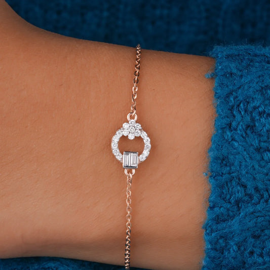 Open Circle Baguette Light weight Bracelet