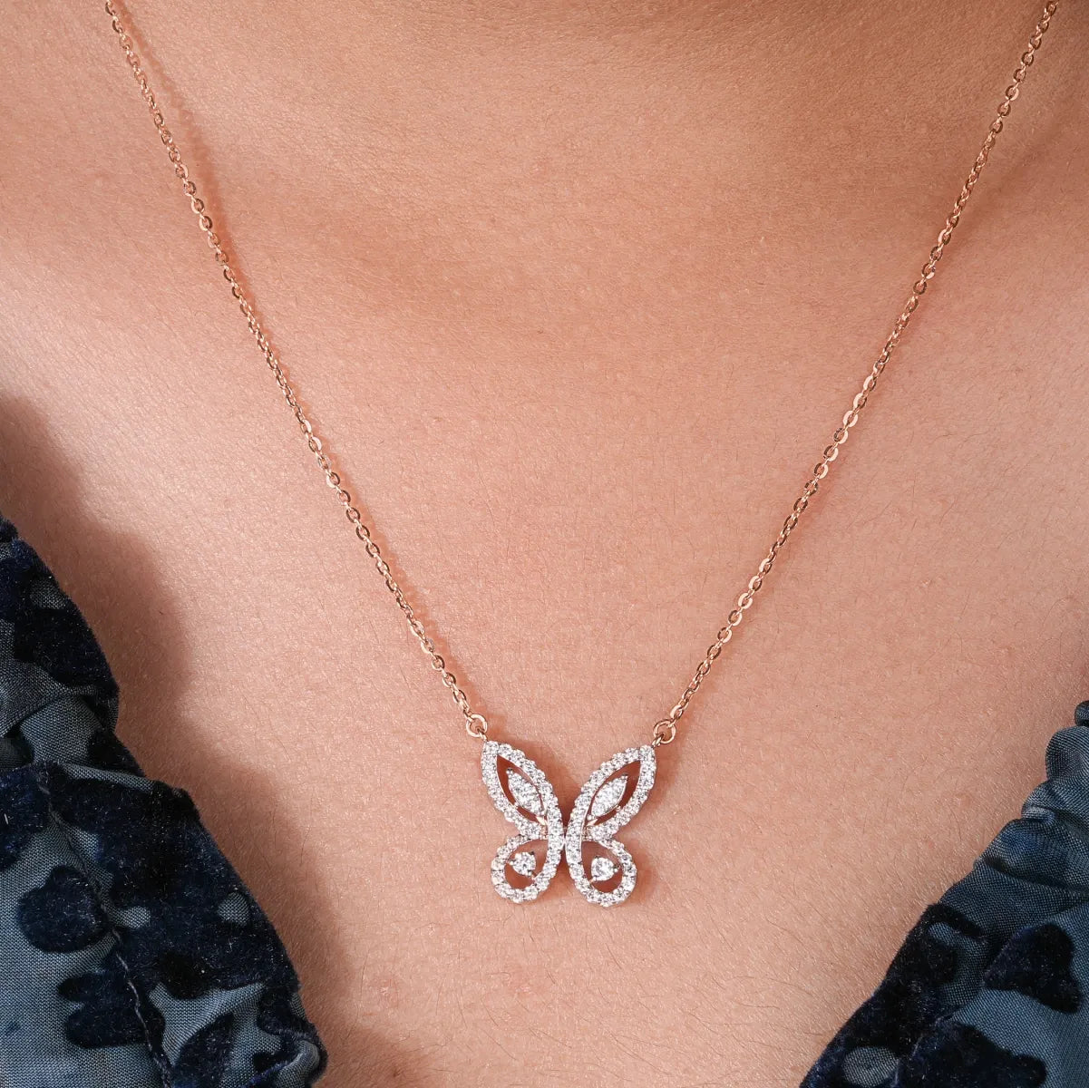 Butterfly Style Lab Grown Diamond necklace