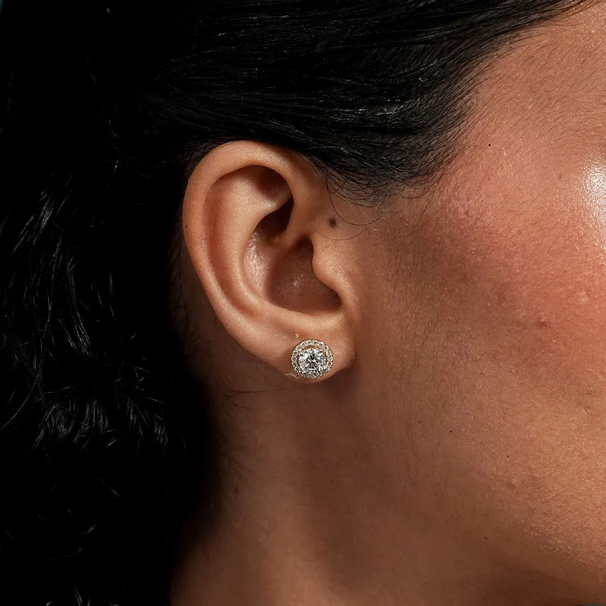 Round Halo Lab Grown Diamond Earrings