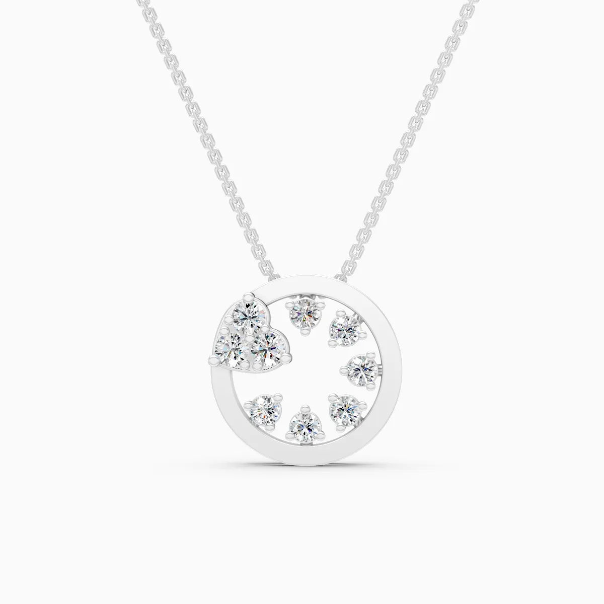 Open Circle Round Shape Diamond Pendant